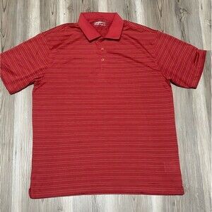 Nike Golf Mens Size XL Dri-Fit Red Striped Short Sleeve Golf Polo Polyester